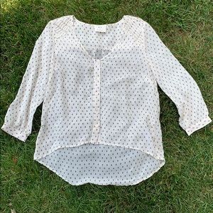 Pins & Needles vneck high-low button up top, sz S
